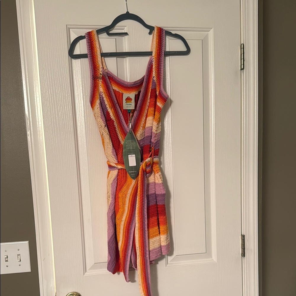 NWT Farm Rio Colorful Striped Wrap Dress - Picture 3 of 7